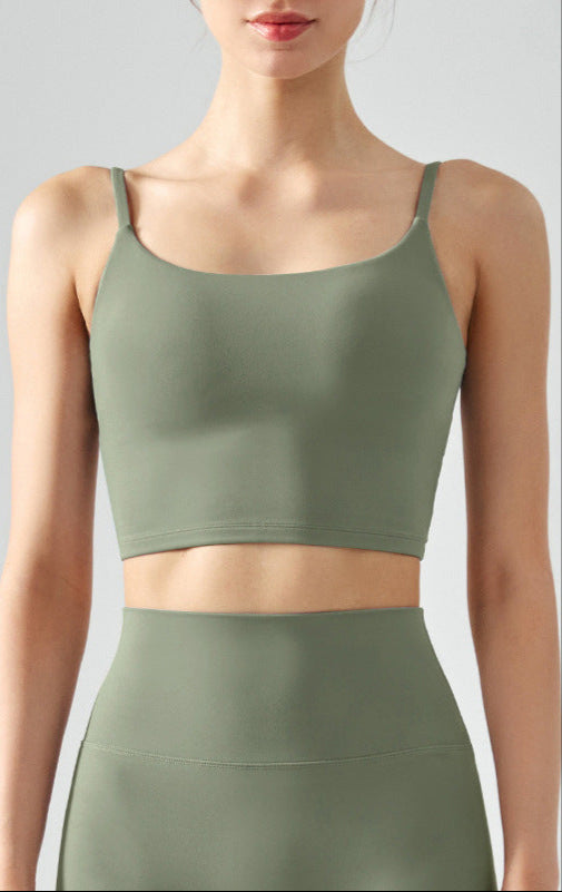 Lemon grass seamless tank top cropped with cami straps and sculpting fit
