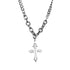 Simple silver cross necklace product view.