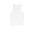 White ribbed tank top laid flat, showcasing a classic sleeveless design