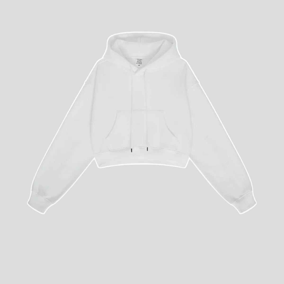 White Cropped Hoodie – Minimalist Oversized Sweatshirt – A crisp white cropped hoodie with a relaxed fit, front pocket, and adjustable drawstrings, ideal for casual or streetwear fashion