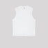 Crisp white cotton muscle tank with classic crew neckline and minimalist design