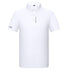 White men's polo shirt with short sleeves, classic collar and vertical G.N.R. FASHION text on placket. Urbane Classicand branding on sleeve