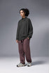 Dark gray half zip long sleeve t shirt for women relaxed fit