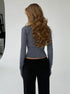 Back view of dark gray viscose knit cardigan sweater