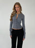 Dark gray knit cardigan sweater front view slim fit