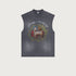Dark gray sleeveless tee with vintage ram print and handwritten quote