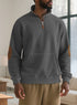 dark gray sweatshirt with zip for men indoor front shot