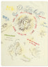 Print detail of hand-drawn sketch and 'We are not romantic in this era' text