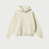 Beige oversized hoodie with kangaroo pocket on neutral background