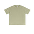 Sage green oversized t-shirt with classic crew neck, short sleeves and relaxed fit, featuring clean lines and minimalist styling