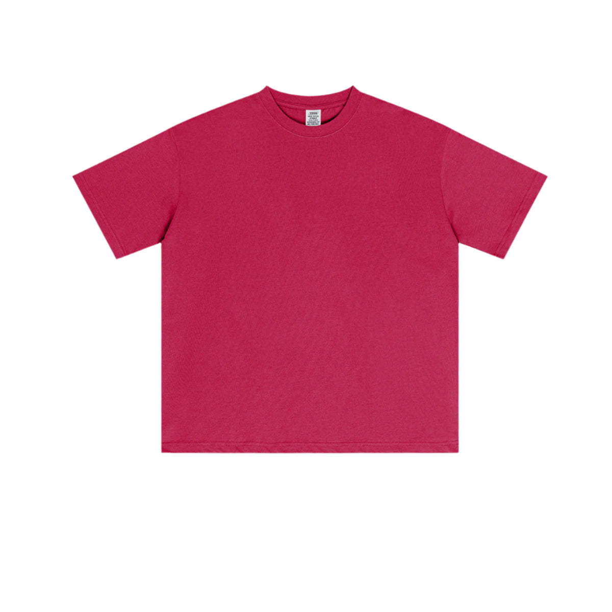 Fuchsia pink oversized t-shirt with clean crew neck, short sleeves and relaxed cut, featuring smooth cotton texture and minimal design