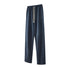 Navy blue sweatpants with elastic waistband and white drawstring cord, featuring side pockets and straight leg design