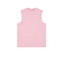 Light pink sleeveless muscle tee with crew neck displayed flat on white background