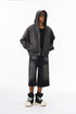 Reversible zip hoodie, dark gray side—men’s oversized streetwear fit, front view