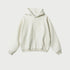 Off-white oversized hoodie with kangaroo pocket on neutral background
