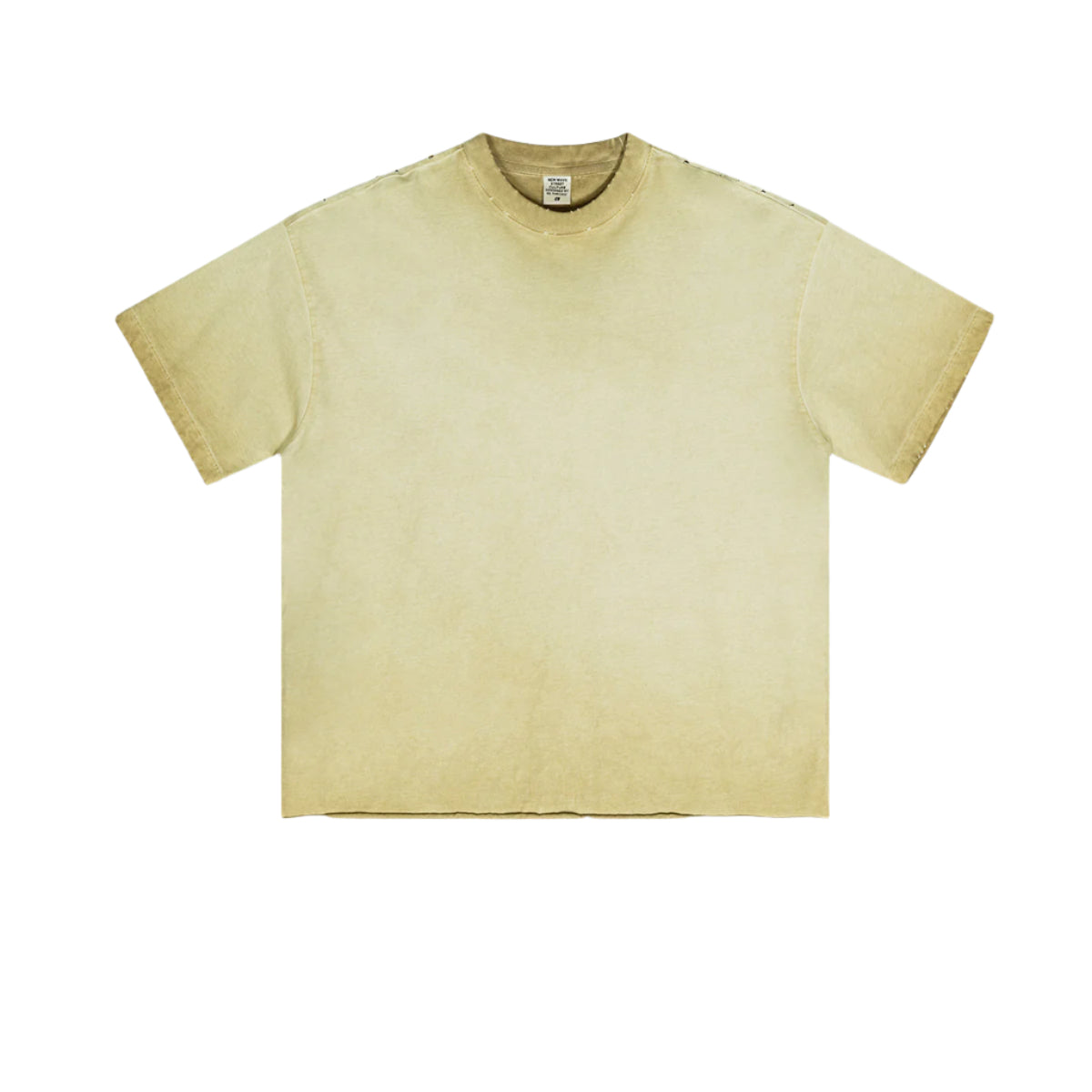 Pale cream oversized t-shirt with subtle gradient effect displayed flat against white background