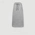 Light gray long denim skirt with drawstring waist, featuring soft washed texture and subtle side seam detail