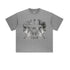 Flat product shot of gray t-shirt displaying "BRAVE ABLE" graphic with tiger designs, shown against white background without model