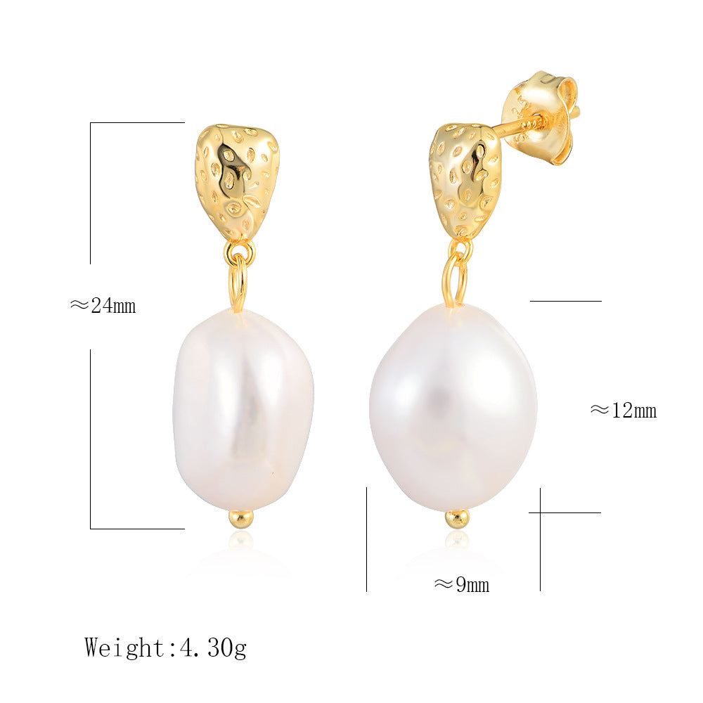 Size reference for freshwater pearl drop earrings with nugget studs