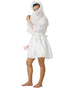 Men’s white wedding dress cosplay side pose