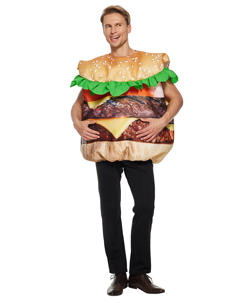 Funny burger Halloween costume for adults front view
