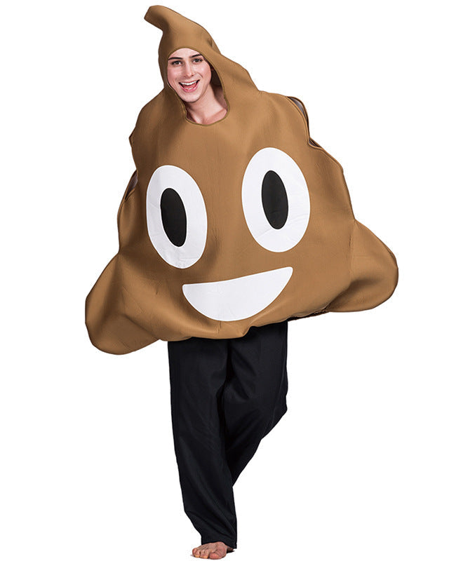 Funny poop emoji Halloween costume for adults with smiling face