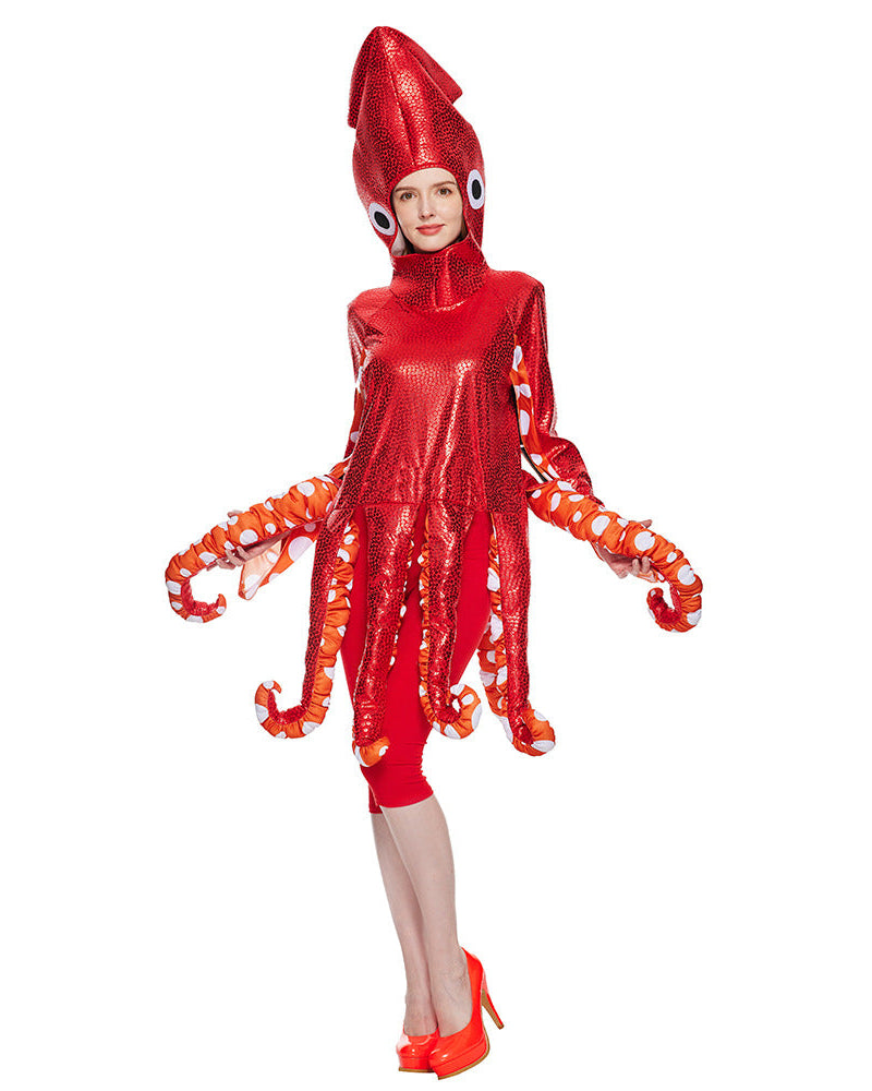 Adult squid costume front pose
