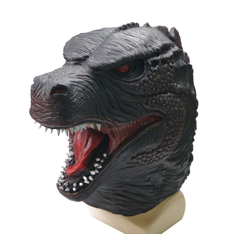 black godzilla latex halloween mask t rex scary headgear