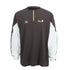 Gray retro contrast color long sleeve t-shirt with white sleeves and half-zip