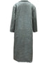 Studio back view—gray long winter coat with clean hem