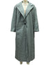 Studio front view—gray long teddy lapel winter coat, one-button