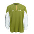Green retro contrast long sleeve t-shirt with white sleeves and half-zip