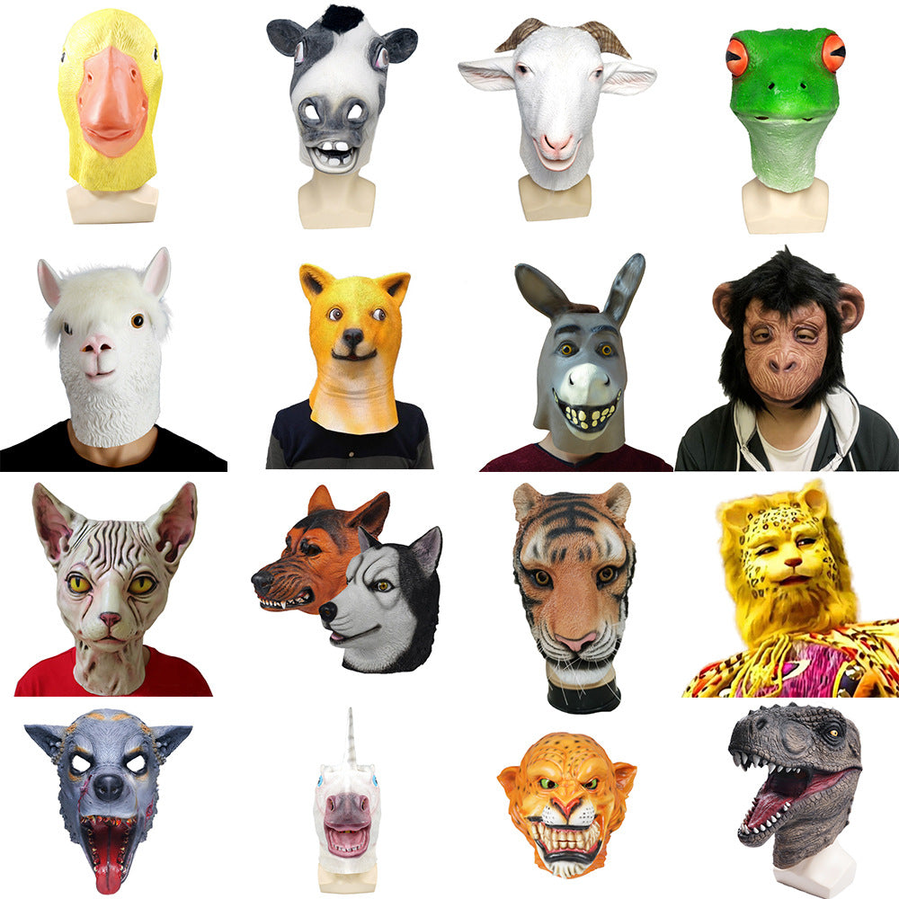 latex halloween animal mask collection funny cosplay headgear