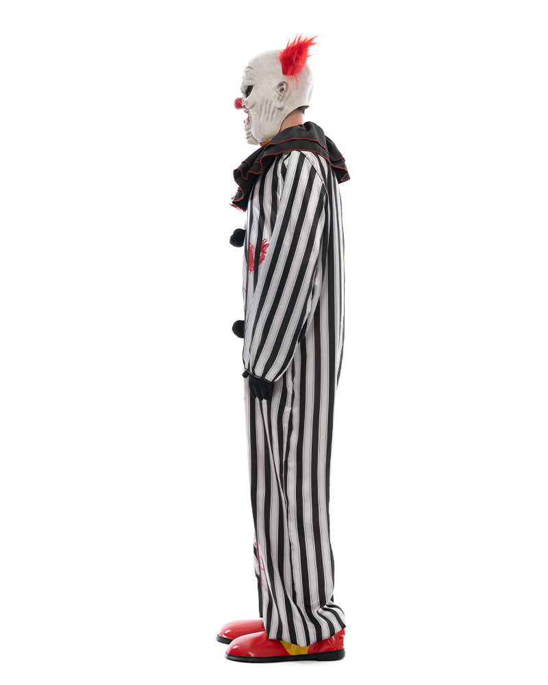 Halloween creepy clown outfit with red details