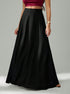 front view of high-waist black long skirt showing full A-line silhouette