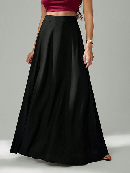 【thehighlights】 'skirt longブラック high-waist-black-a-line-long-