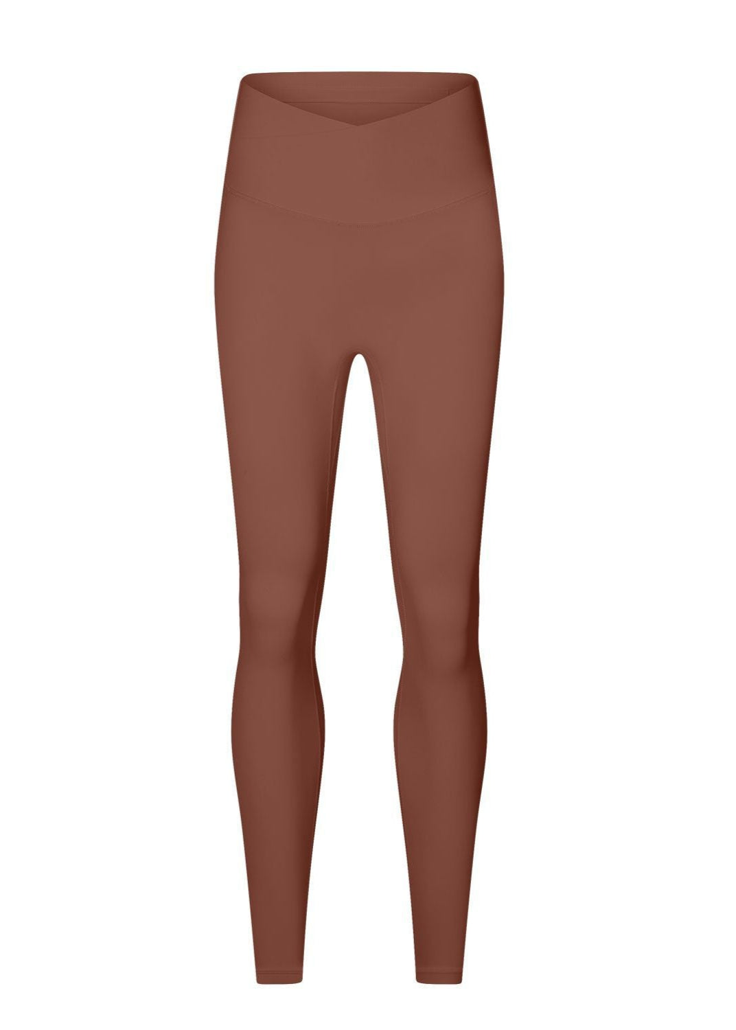 Chestnut brown high waisted seamless workout leggings with peach-lift design.