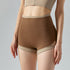 Model showcases chocolate brown fitness shorts with beige accents.