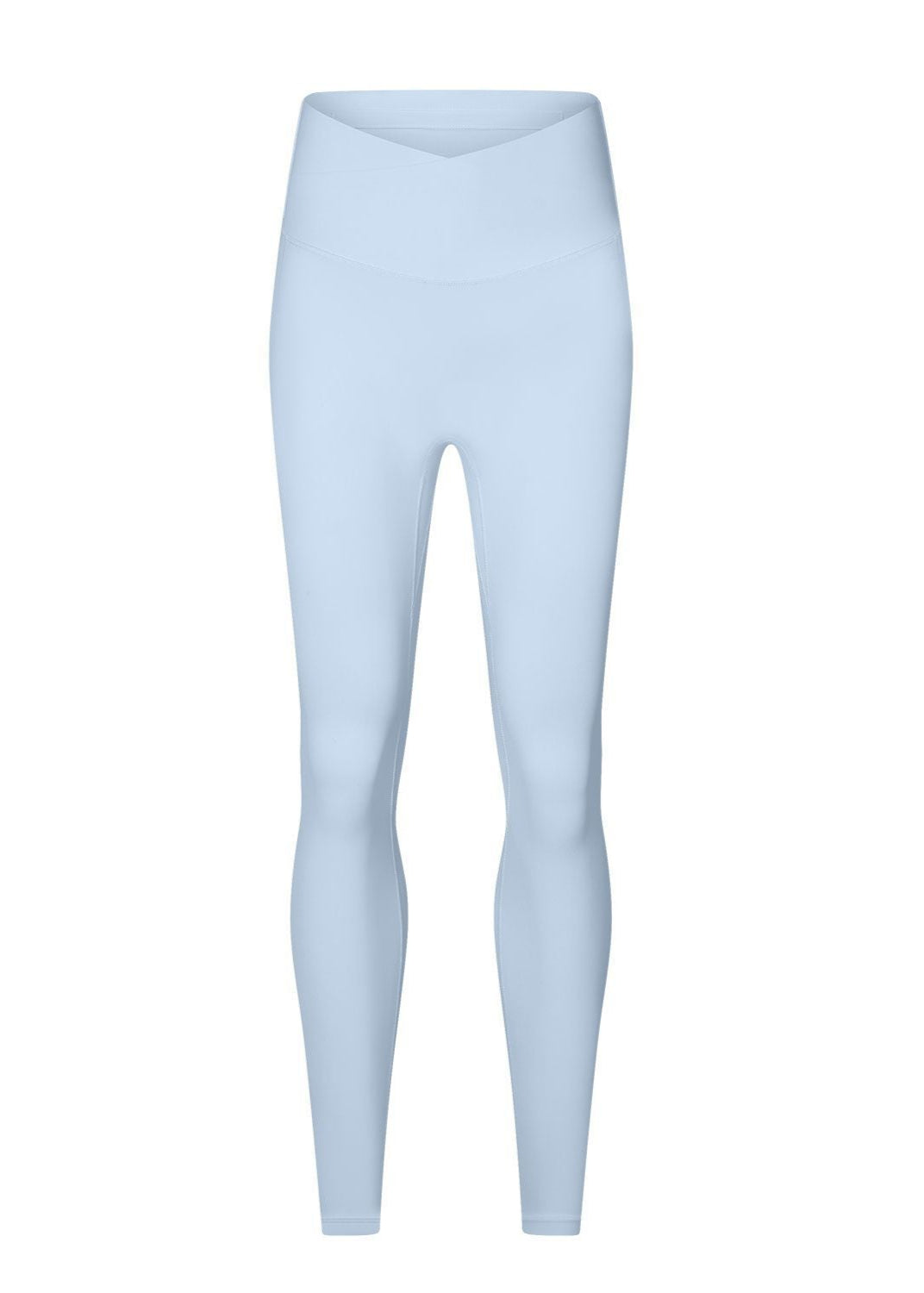 Light blue high waisted seamless workout leggings with peach-lift design.