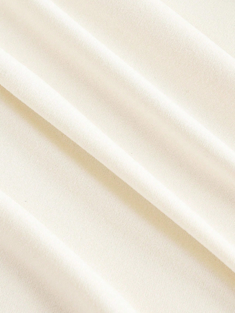 fabric detail for shirt long sleeve tshirts, almond smooth stretch knit, soft drape close-up