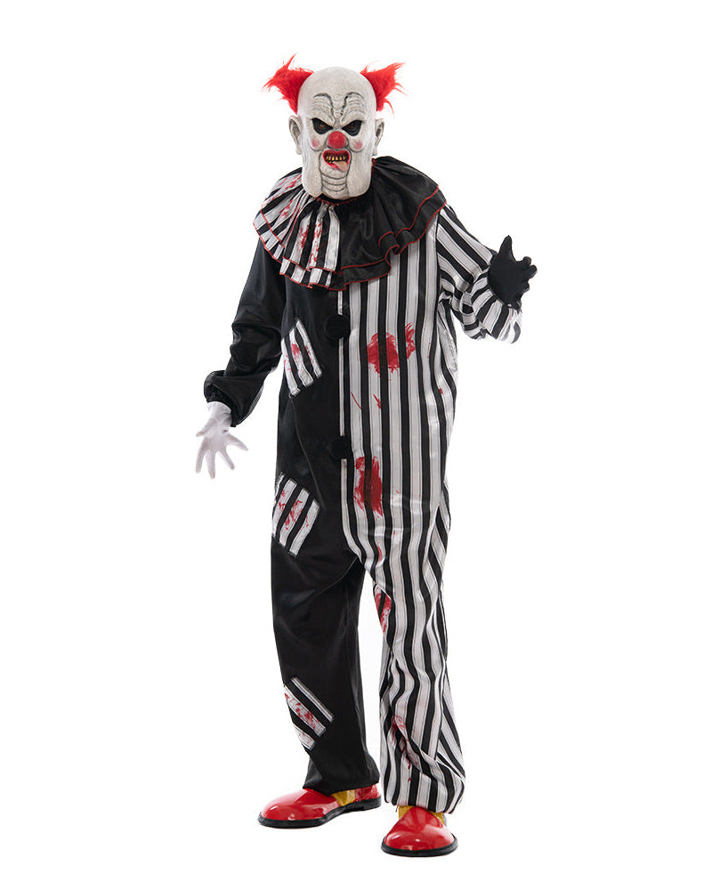 Creepy horror clown Halloween outfit angled pose