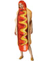 Hot dog Halloween costume with mustard and bun print side angle view