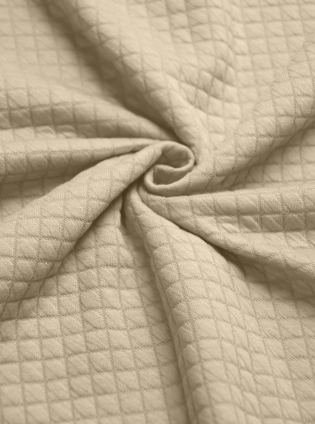 close-up of khaki sweatshirt with zip for men showing jacquard texture