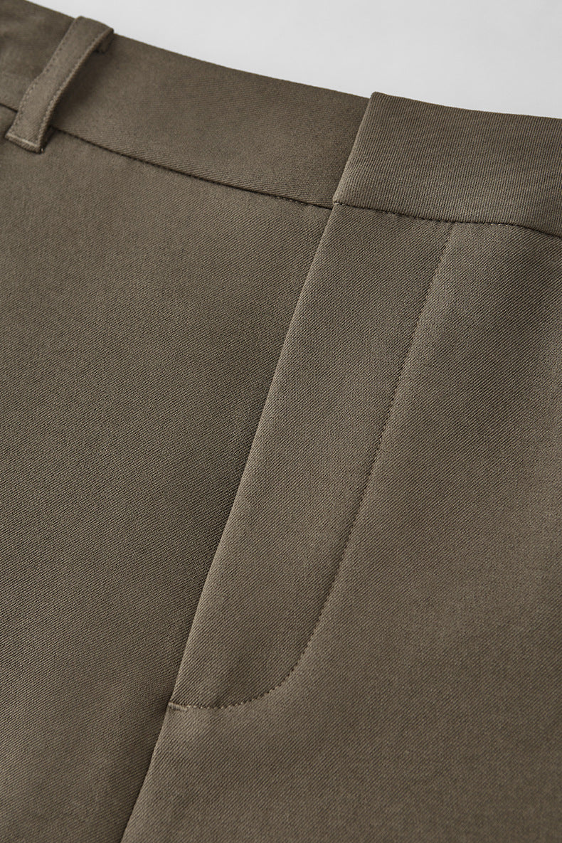 Fabric texture and stitching of khaki mens dress pants