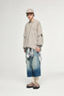 Khaki oversized long sleeve pocket t-shirt men casual style