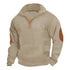 khaki sweatshirt with zip for men with jacquard texture and elbow patches