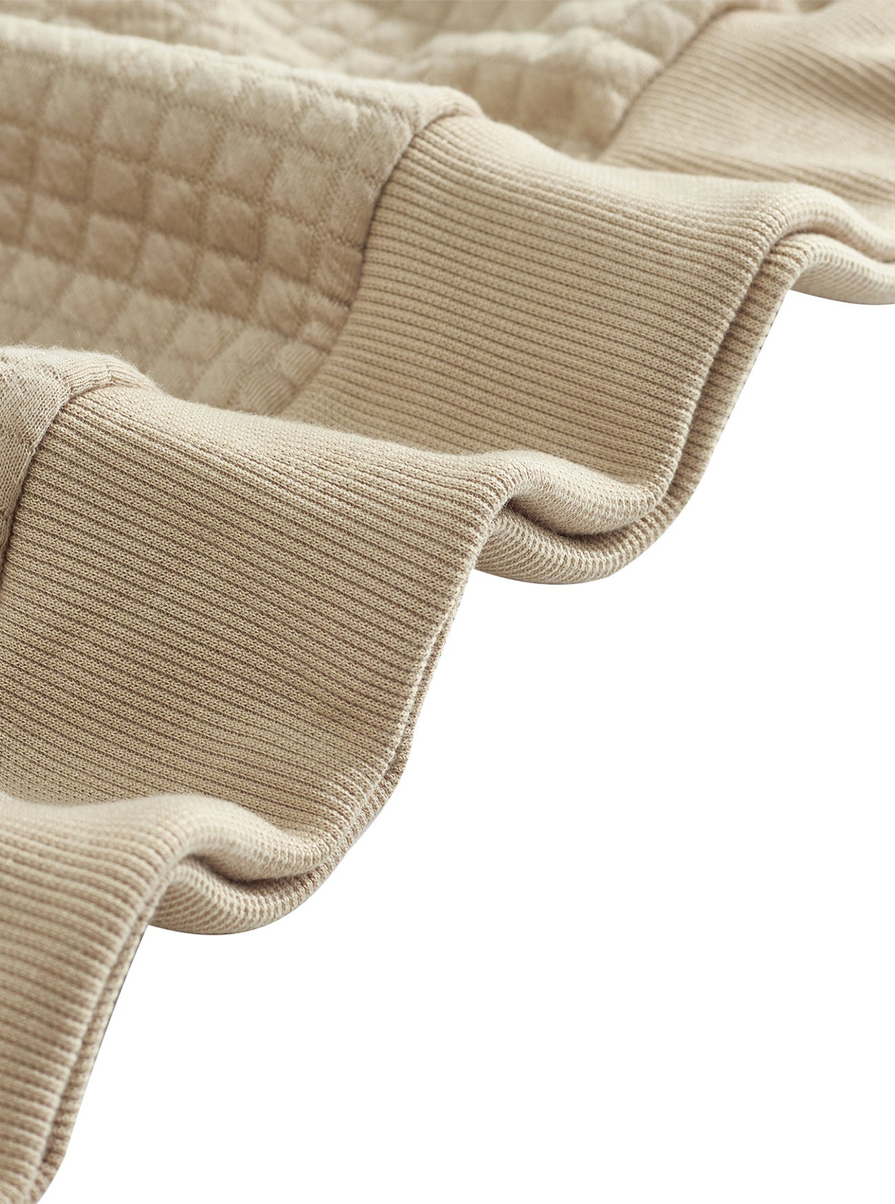 khaki sweatshirt fabric close-up highlighting jacquard weave