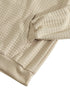 khaki sweatshirt shoulder seam close-up with jacquard pattern