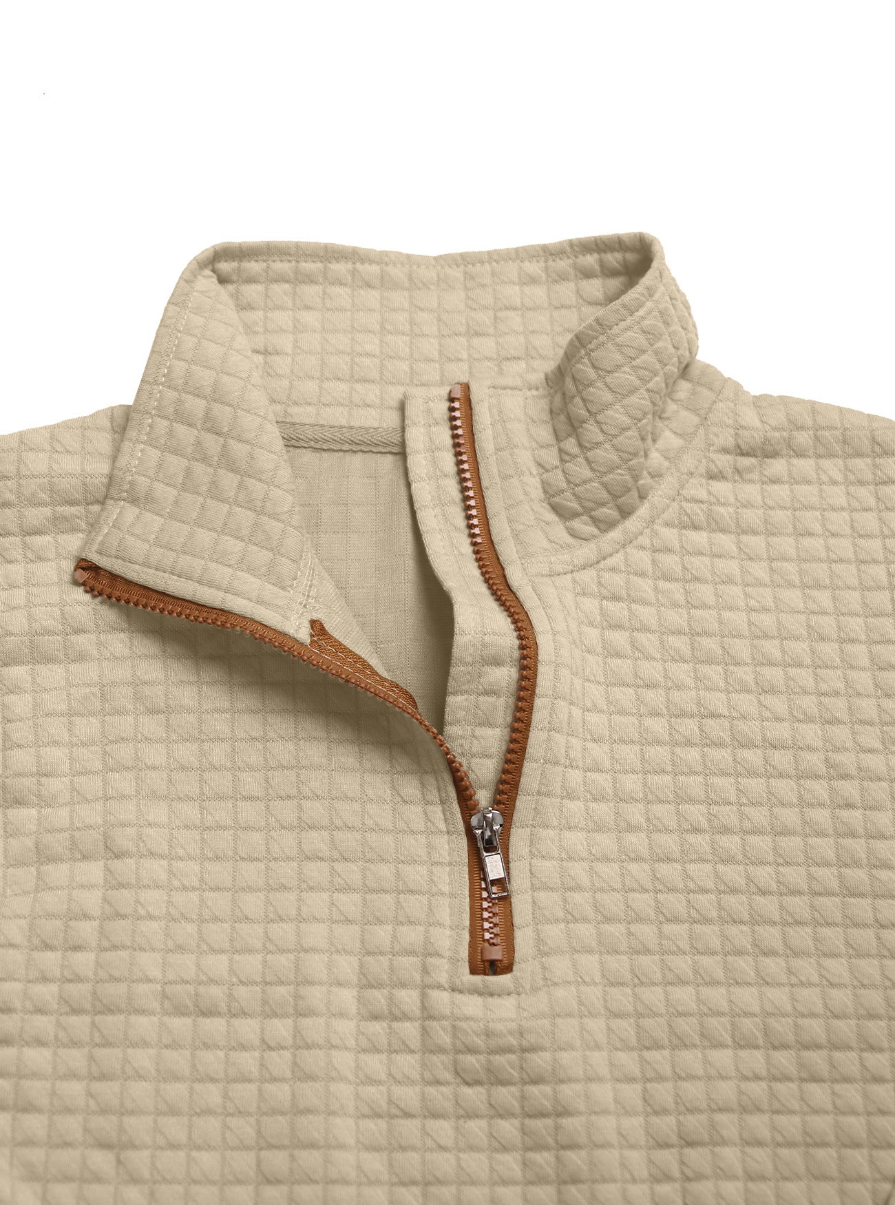 khaki sweatshirt with zip for men zipped detail