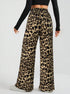 leopard wide leg pants back view high waist trousers